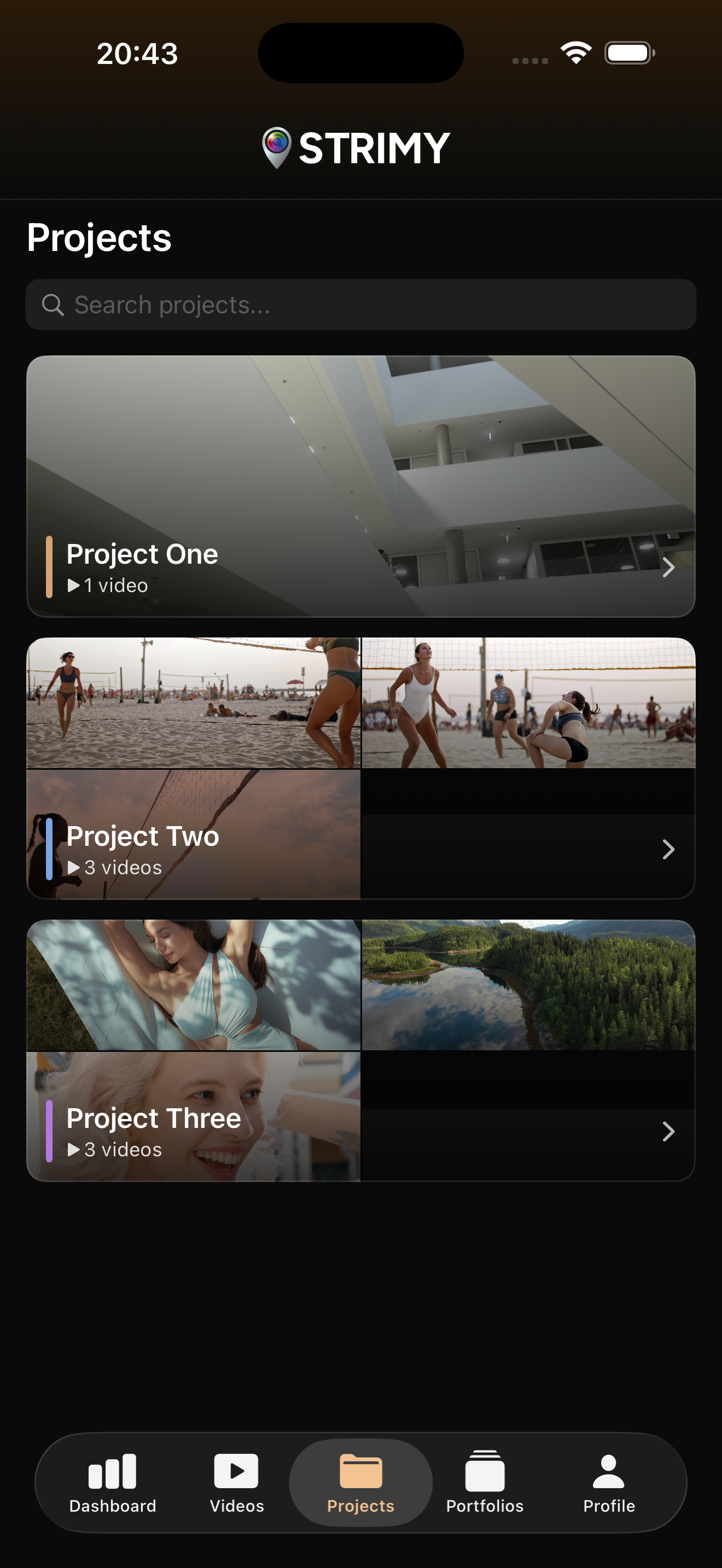 Portfolios en la app STRIMY